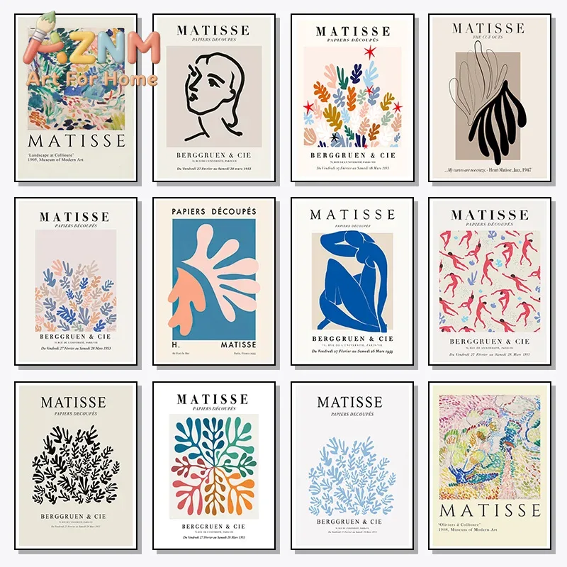 Vintage Collectible Posters - ภาพวาดและโปสเตอร์จากผลงานชิ้นเอกของเฮนรี มาติส ศิลปินชื่อดัง ภาพพิมพ์บนผ้าใบ ภาพติดผนัง สำหรับตกแต่งห้องนั่งเล่น