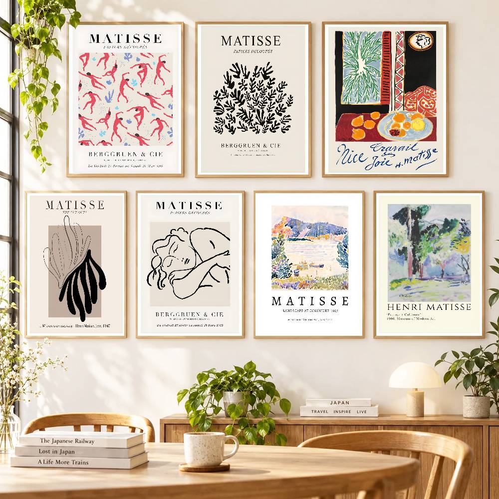 Vintage Collectible Posters - โปสเตอร์สะสมผลงานศิลปะของเฮนรี มาติส จิตรกรชื่อดัง สไตล์วินเทจ แบบมีกาวในตัว สำหรับตกแต่งผนังห้องศิลปะ