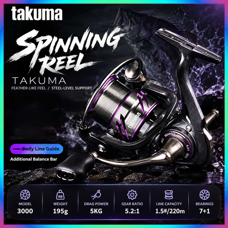 Developing Tank Reel - รอกสปินนิ่งน้ำหนักเบา Takuma Lingxi 3000s ตลับลูกปืน 7+1