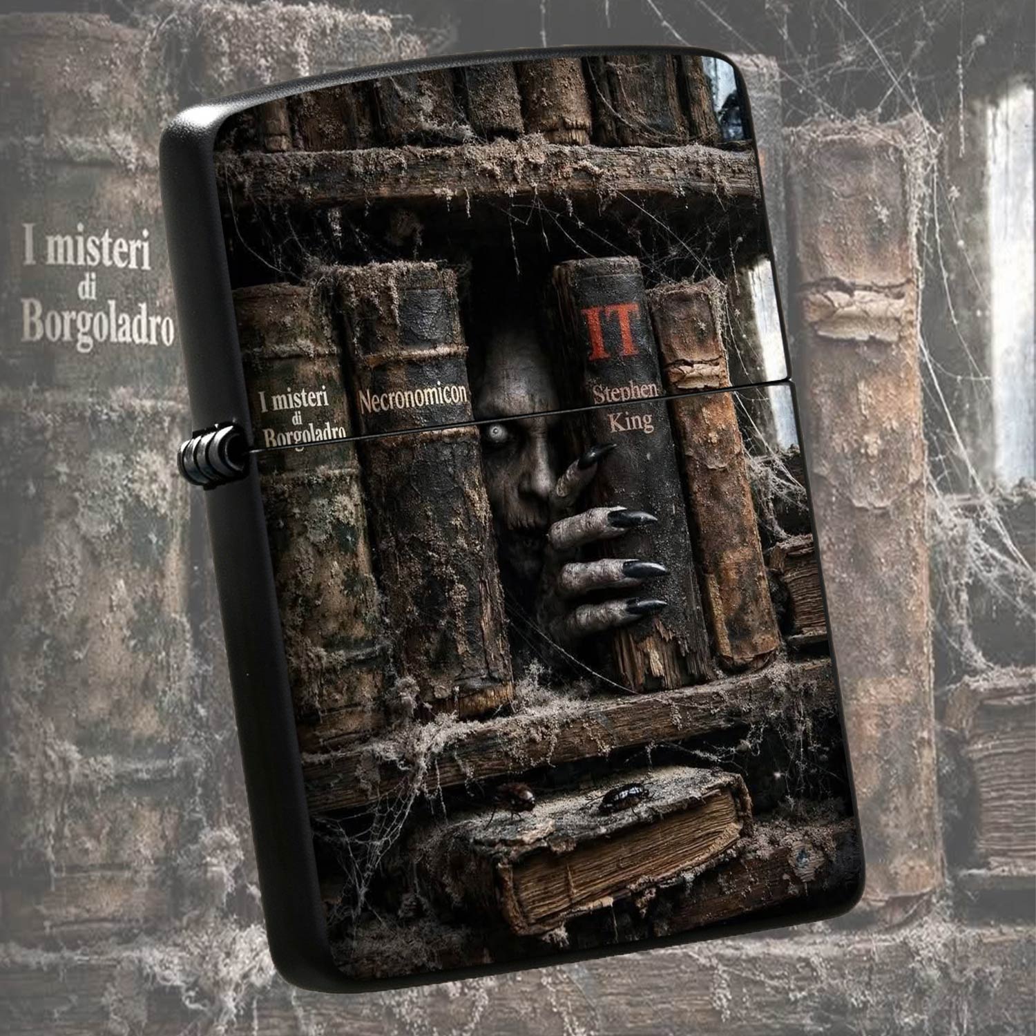 Vintage Collectible Books - ไฟแช็กธีมหนังสือสไตล์วินเทจสีเข้ม ดีไซน์ชวนขนลุก แรงบันดาลใจจากวรรณกรรมคลาสสิก ของตกแต่งสร้างสรรค์ พกพาสะดวกสำหรับทุกโอกาสในชีวิตประจำวัน ของขวัญสะสมสุดพิเศษและสนุกสำหรับคนรักหนังสือสยองขวัญ